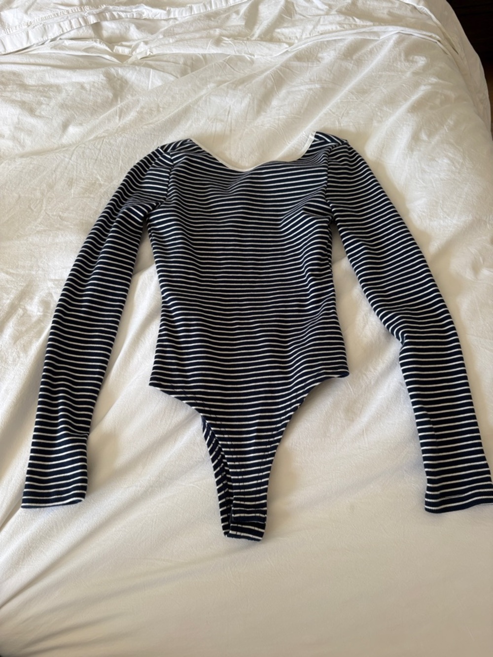Commense Navy & White Striped Long Sleeve Bodysuit